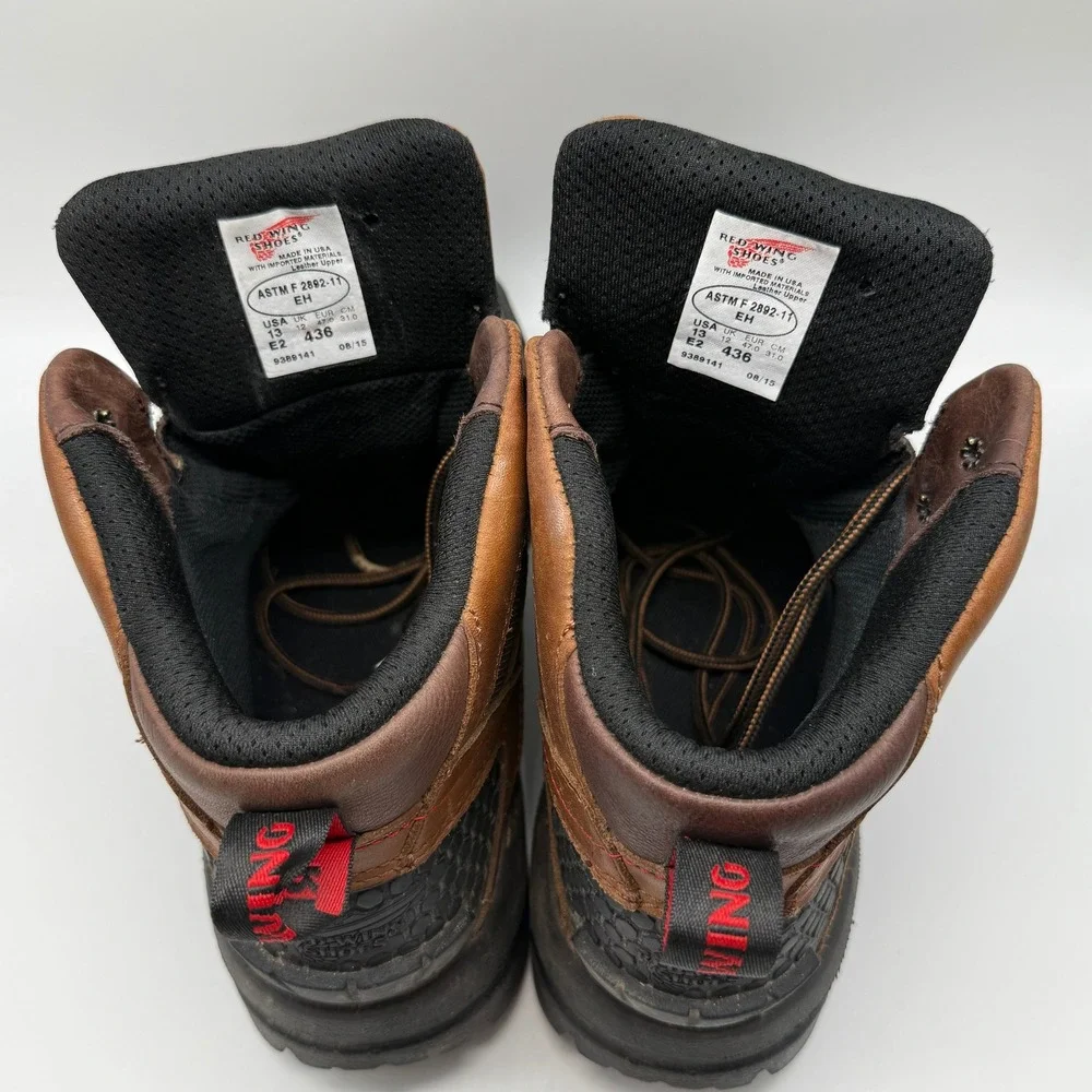 Red Wing 436 Work Boots Brown Leather Waterproof Safety Toe Mens 13 E2
